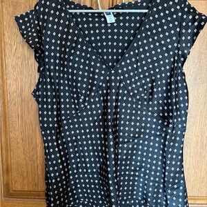 Gap Black and pink Printed V-Neck Cap Sleeve Top size XXL